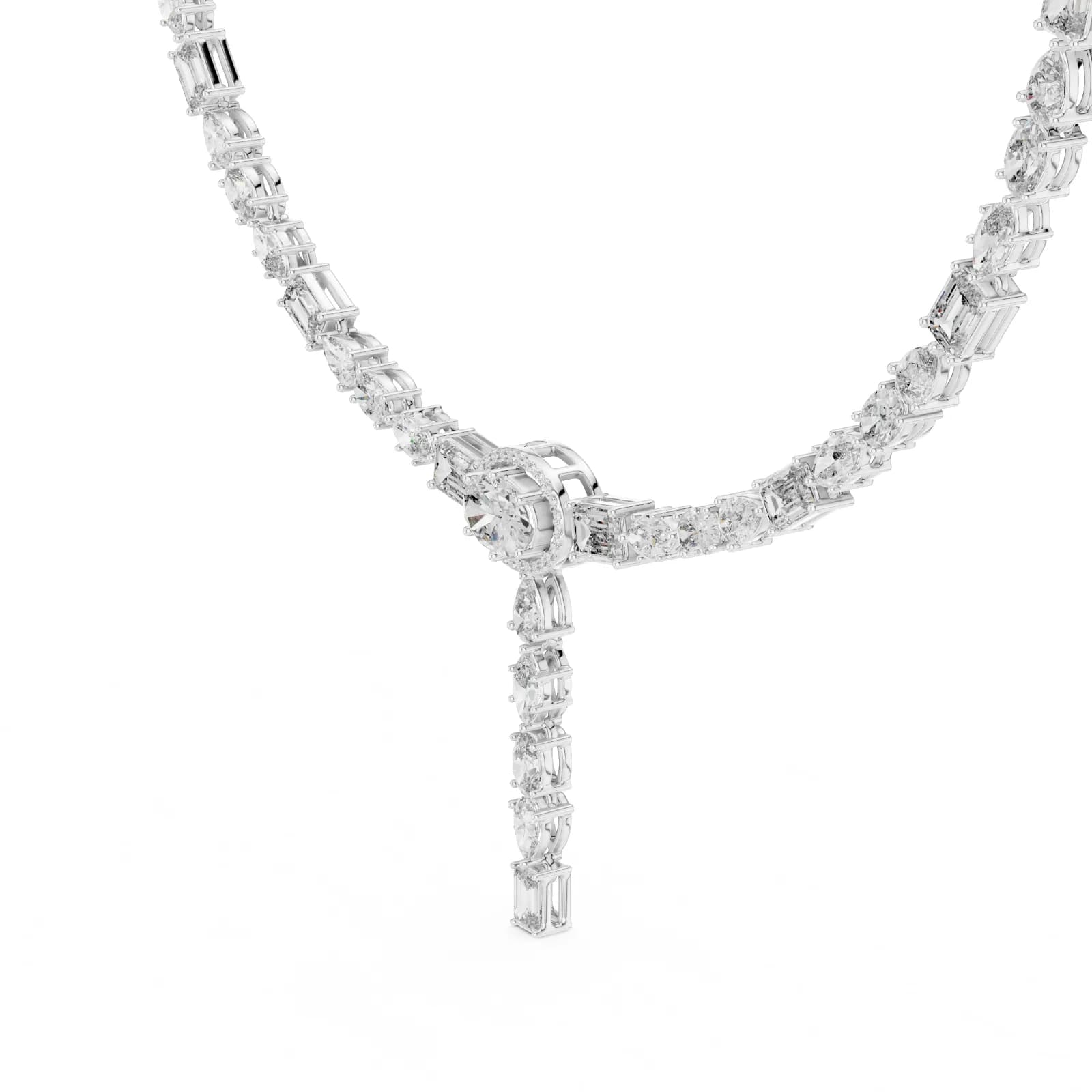 Luxury Y-Drop Diamond Statement Necklace - Yellow alternate angle