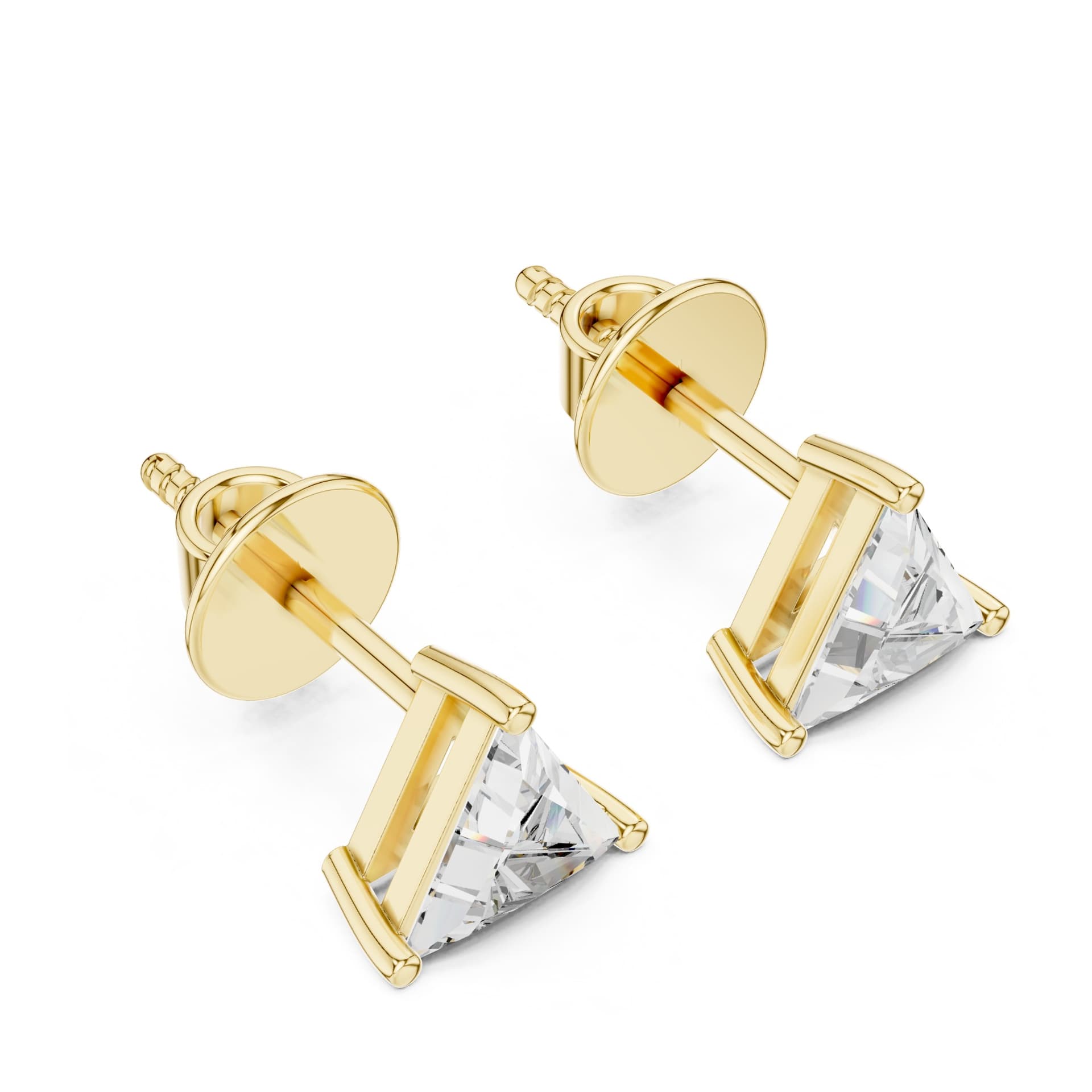 Classic Trillion-Cut Diamond Solitaire Stud Earrings - Yellow alternate angle