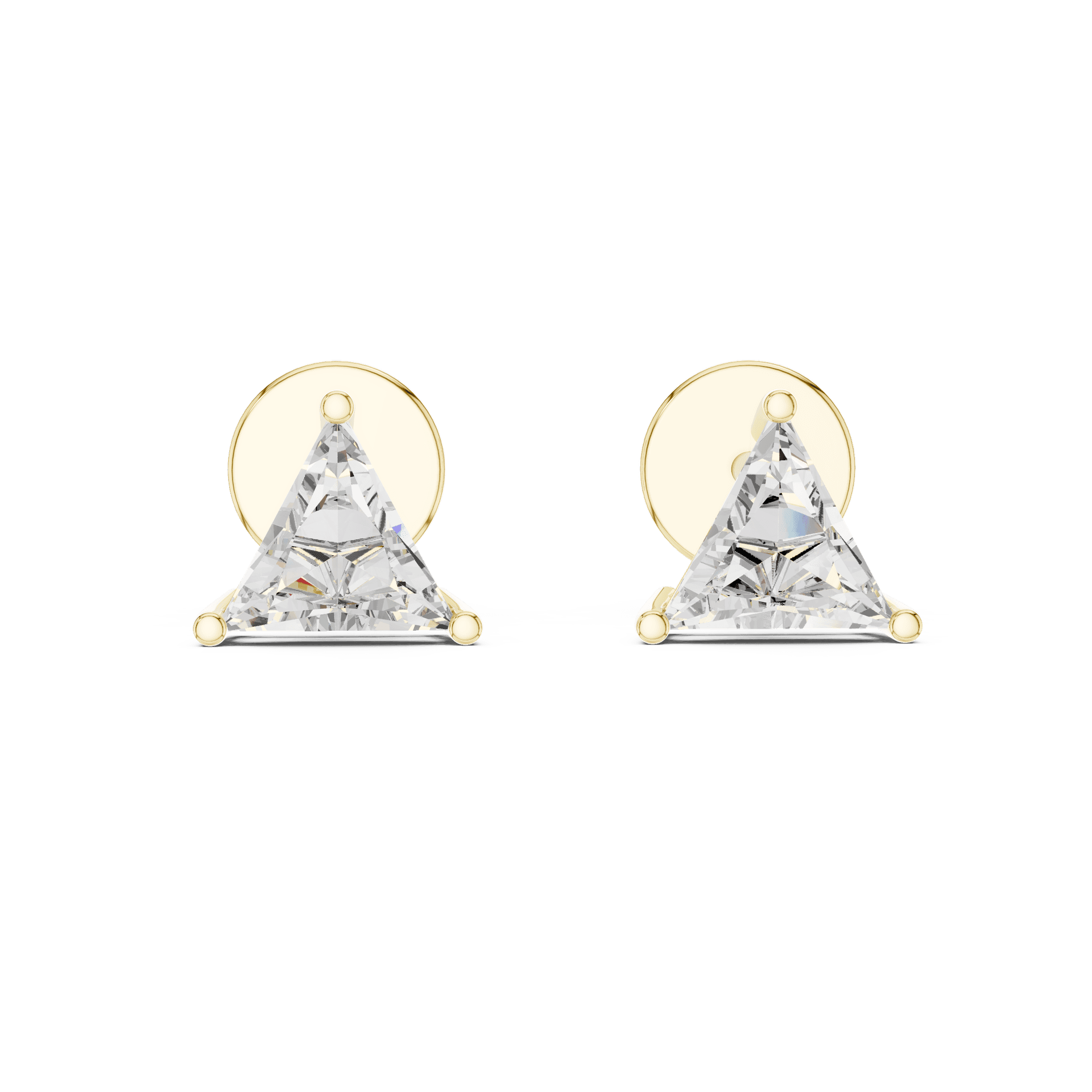 Classic Trillion-Cut Diamond Solitaire Stud Earrings - Yellow