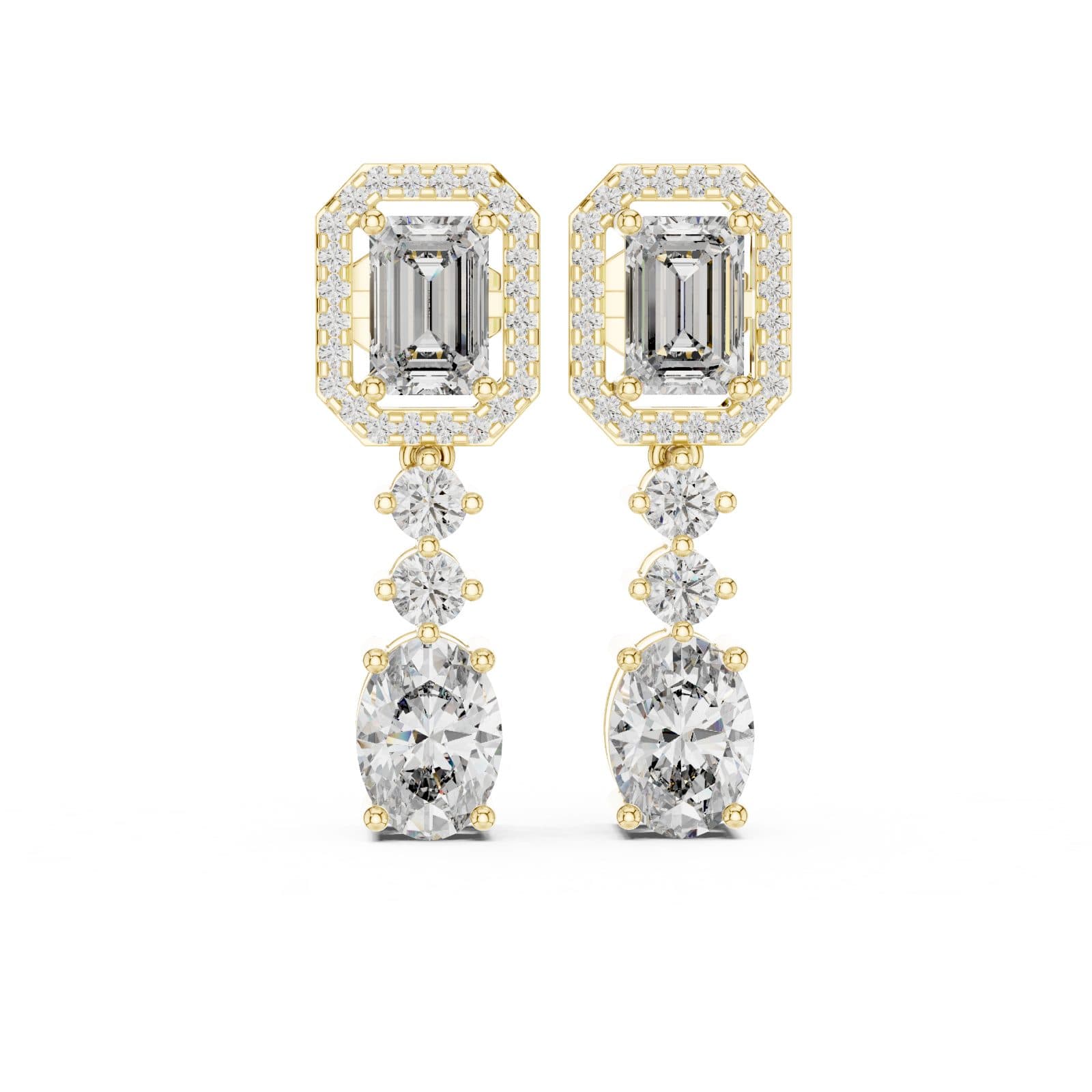 Sovereign Emerald and Oval Cut Diamond Statement Drops - Yellow alternate angle