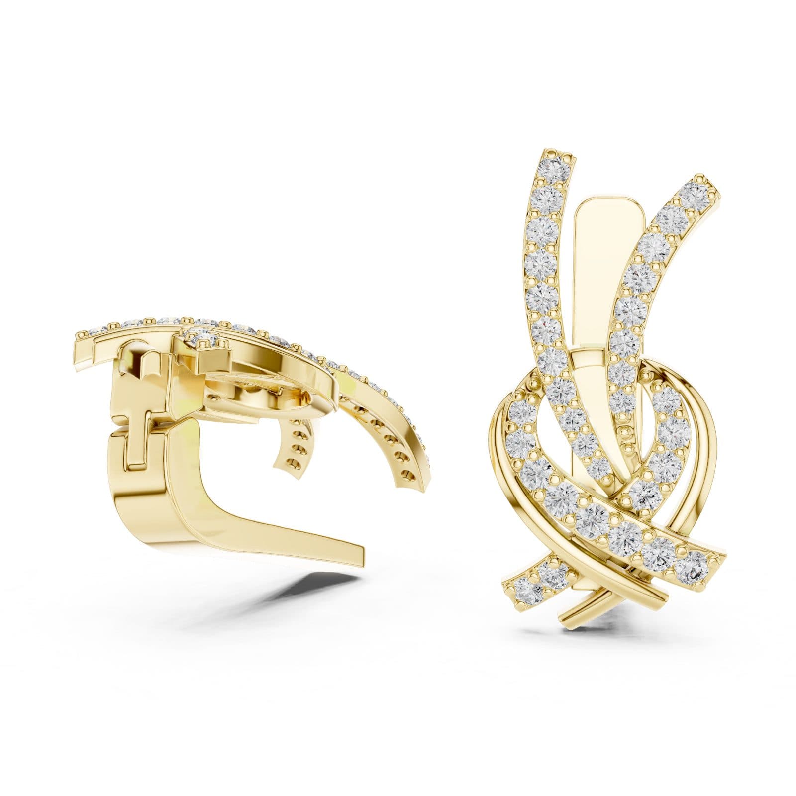 The Entwined Ribbon Diamond Earrings - Yellow