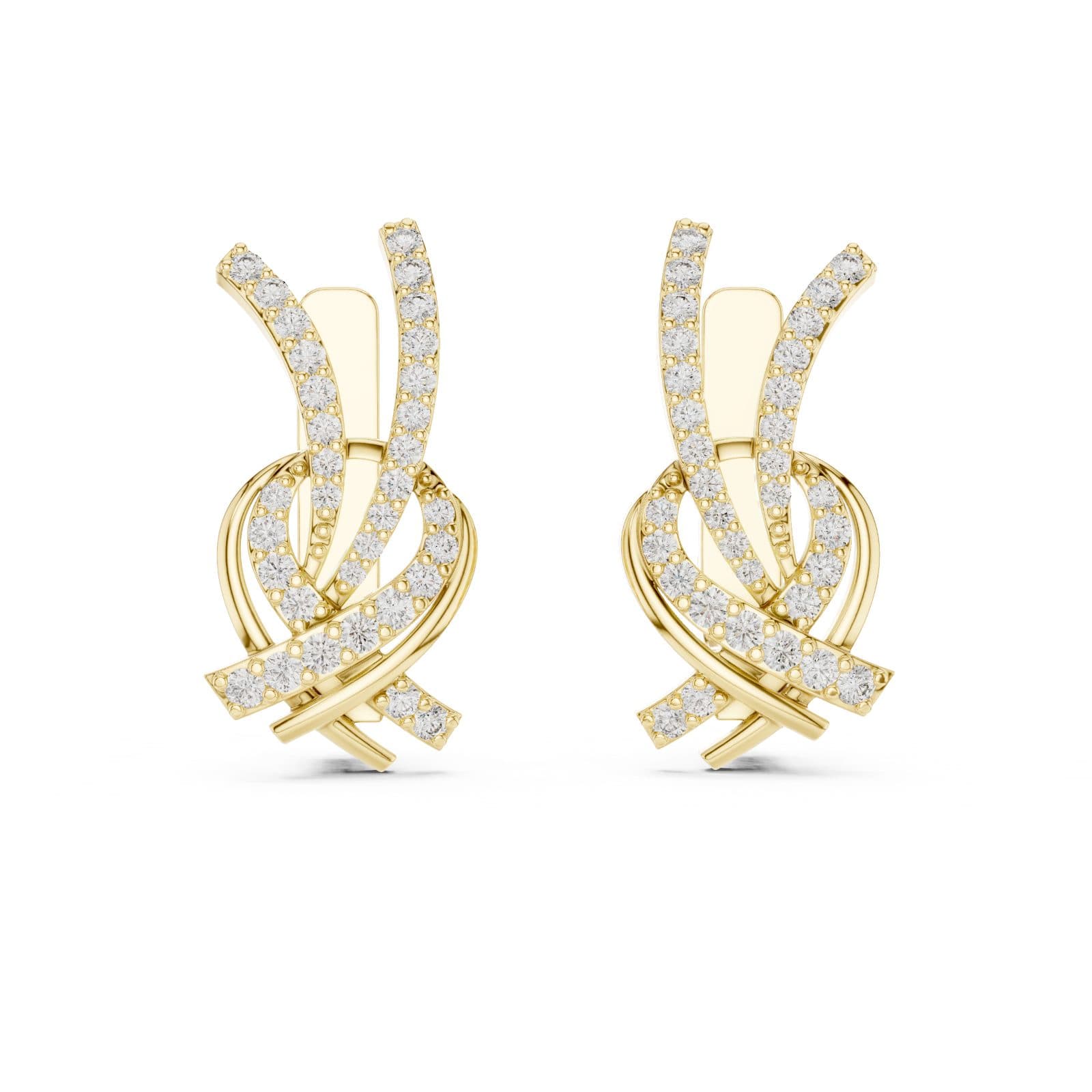 The Entwined Ribbon Diamond Earrings - Yellow alternate angle