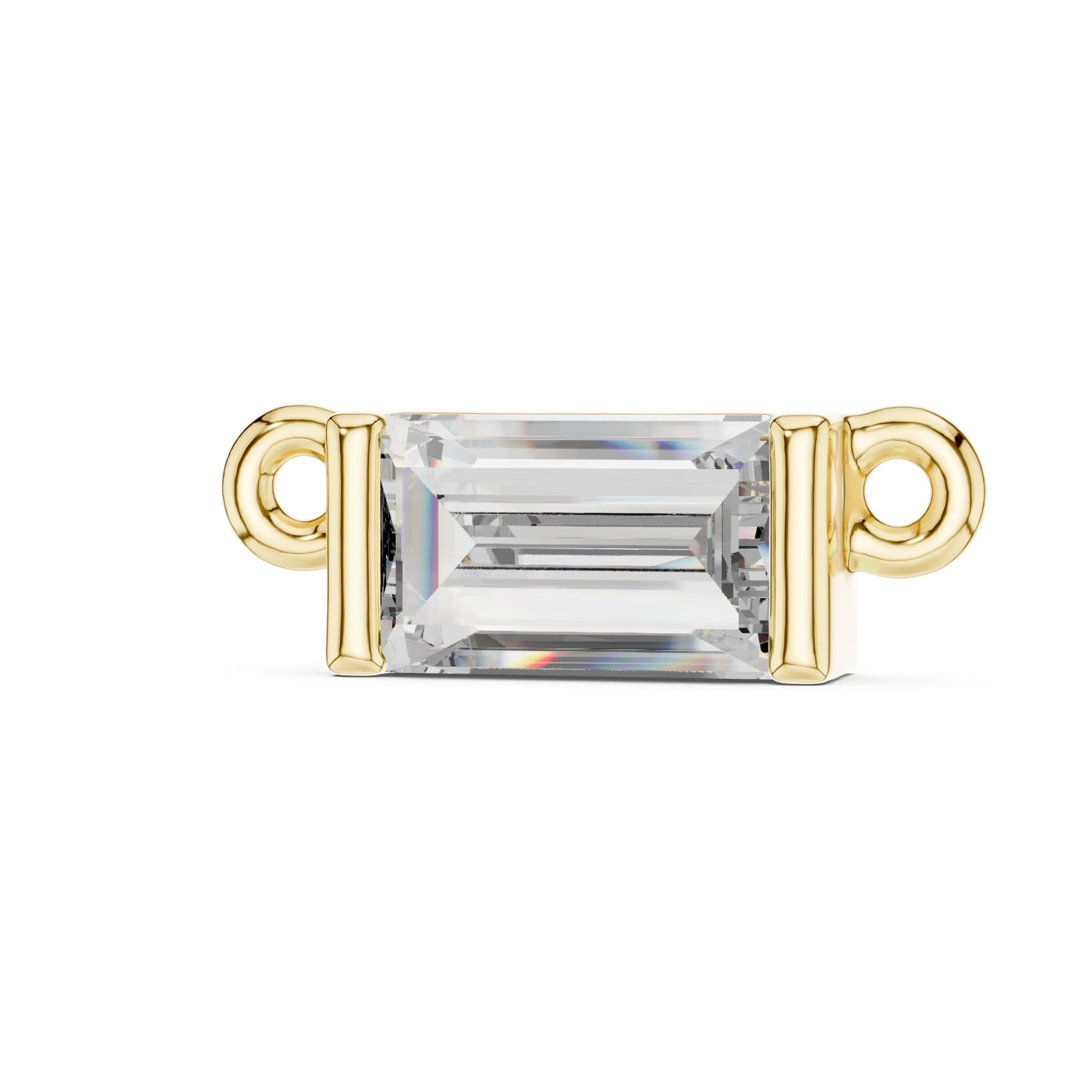 Minimalist East-West Baguette Diamond Necklace - Yellow alternate angle