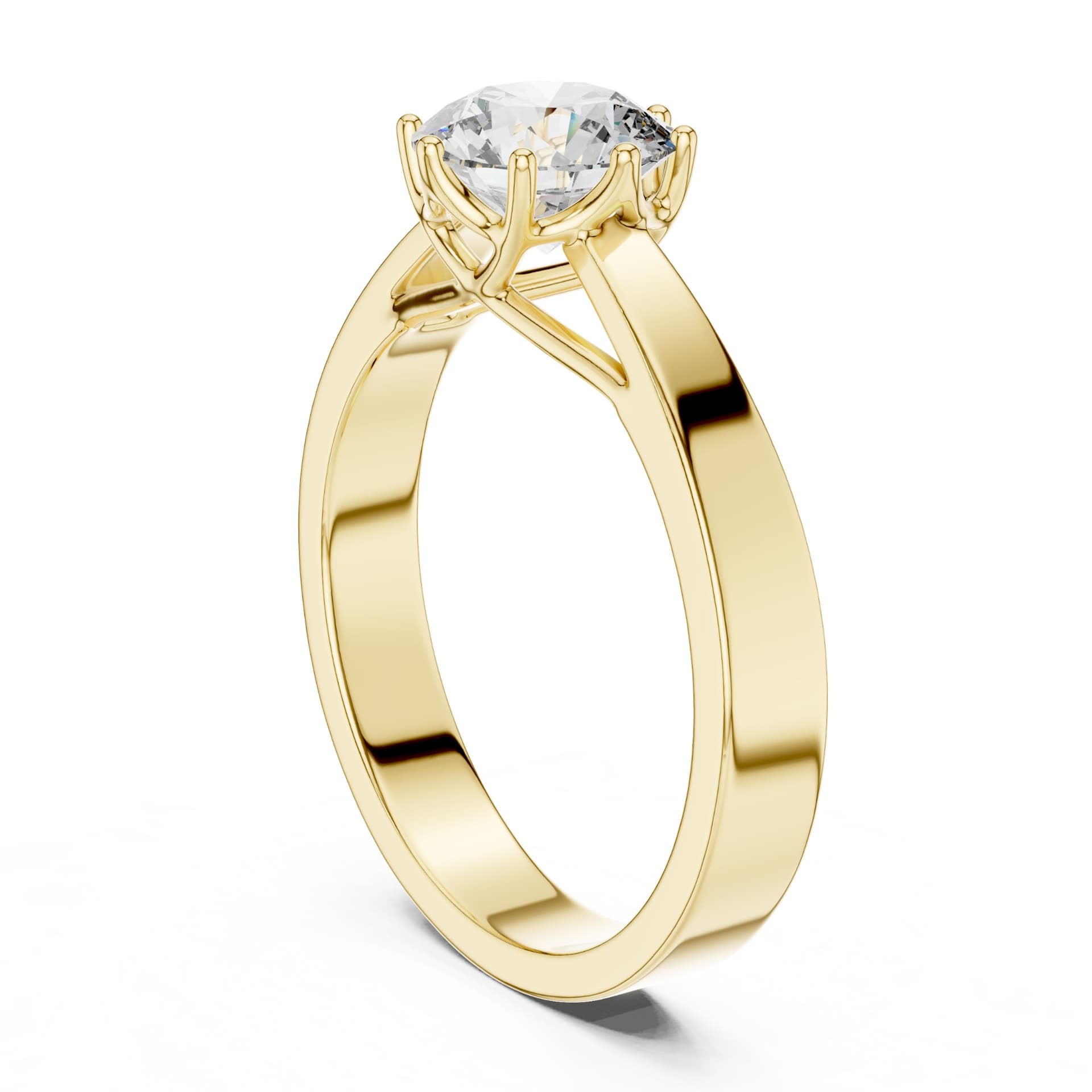 1ct Round Cut Lab Diamond Ring - Yellow