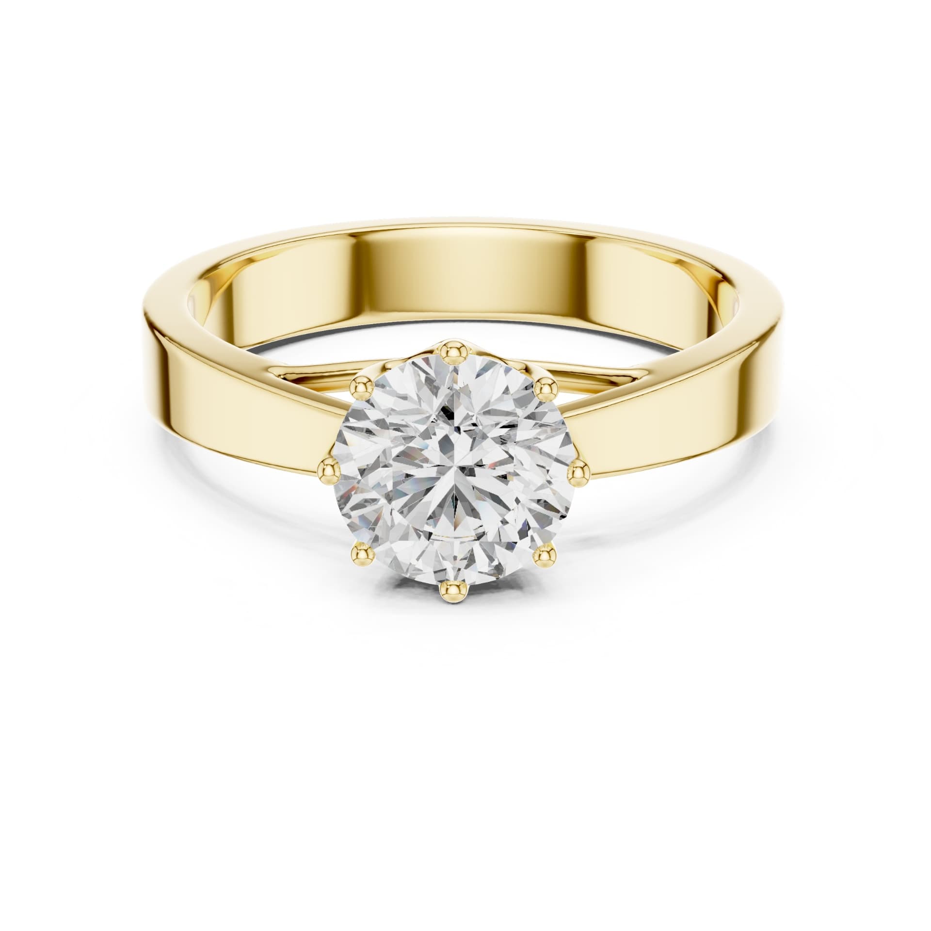 1ct Round Cut Lab Diamond Ring - Yellow alternate angle