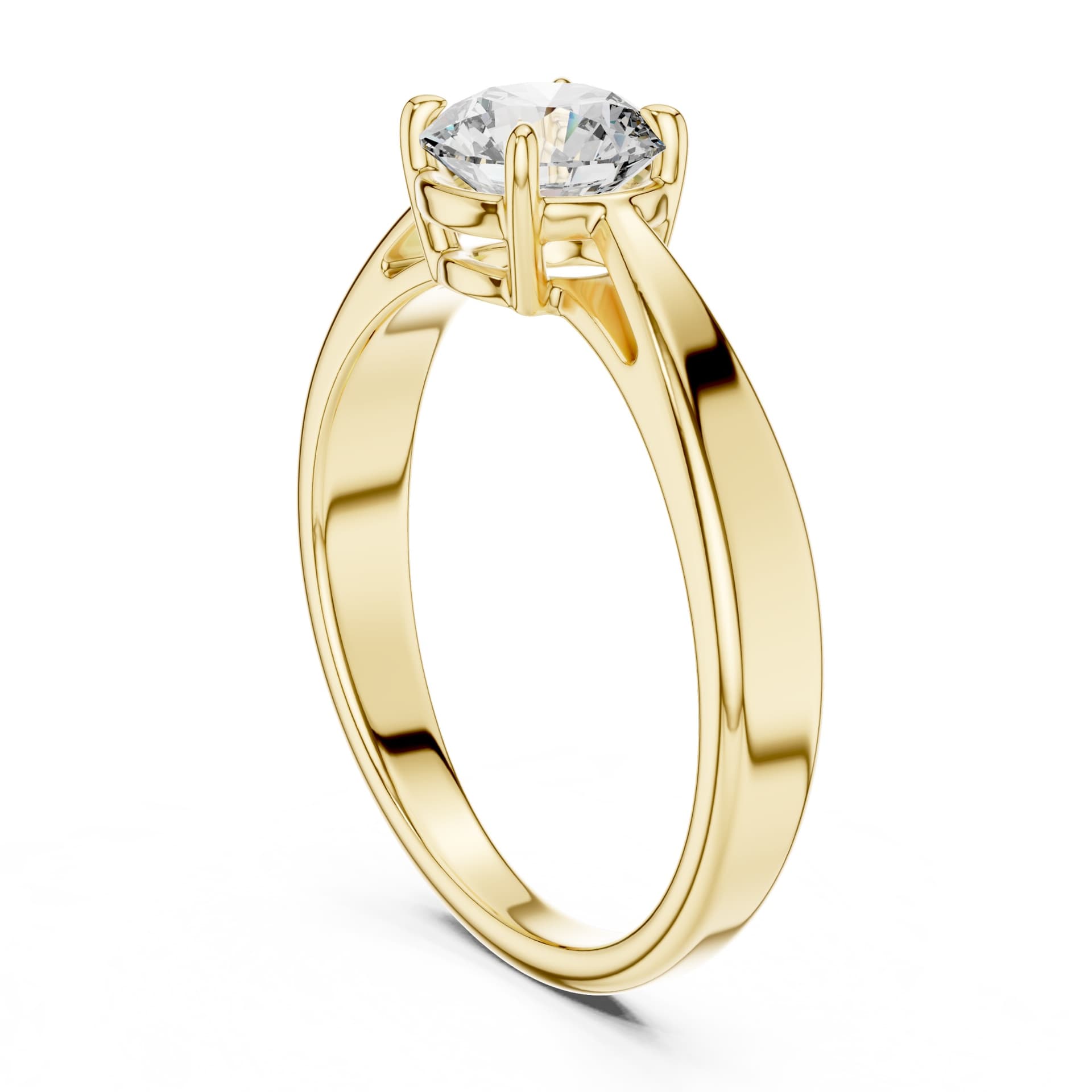 1ct Round Cut Lab Diamond Ring - Yellow