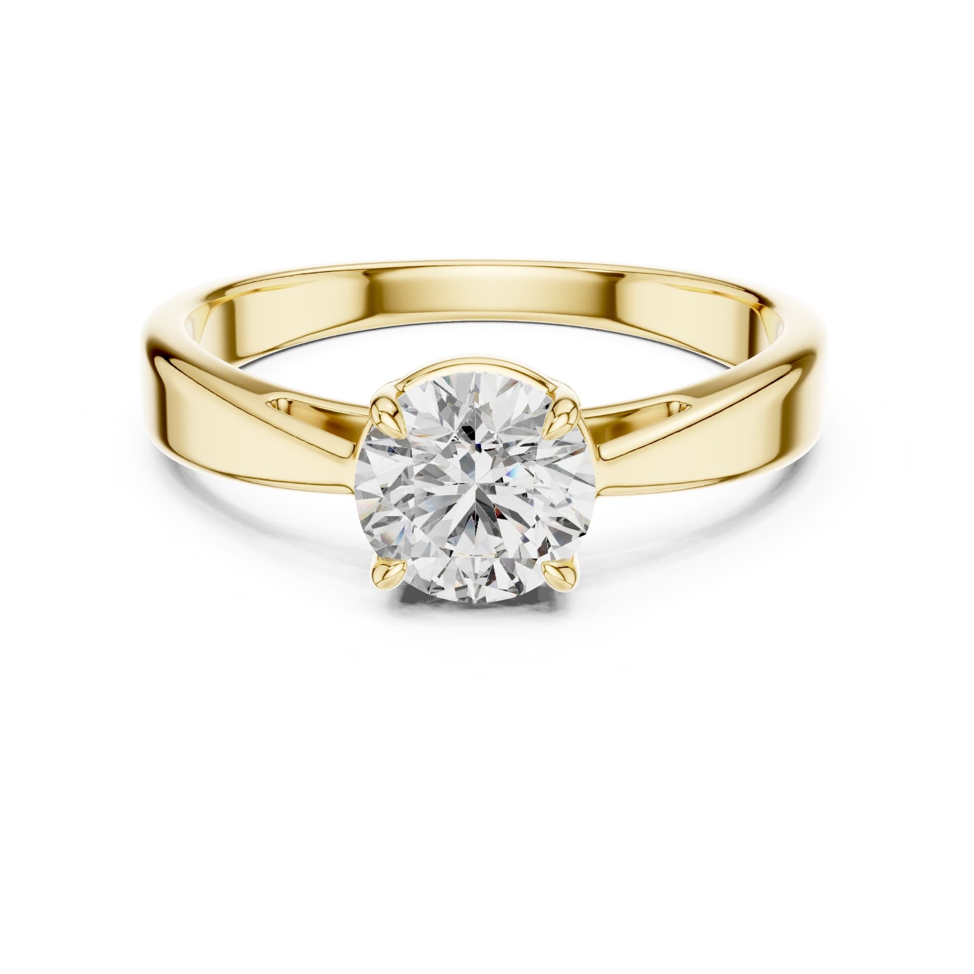 1ct Round Cut Lab Diamond Ring - Yellow alternate angle