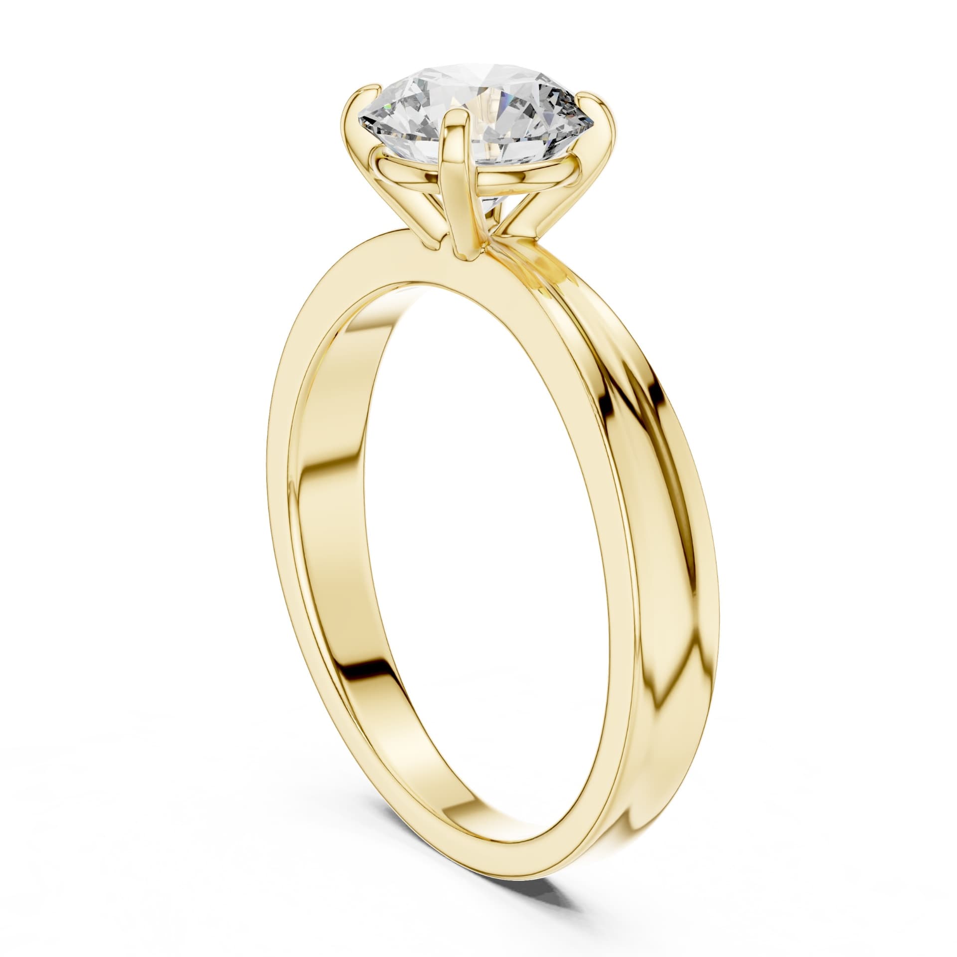 1ct Round Cut Lab Diamond Ring - Yellow