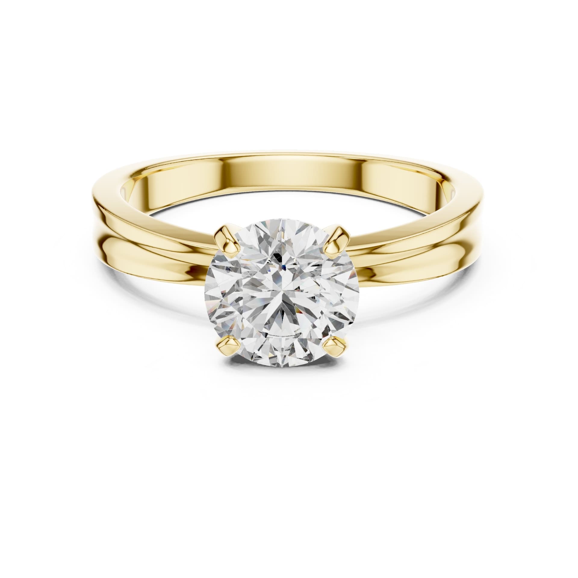 1ct Round Cut Lab Diamond Ring - Yellow alternate angle
