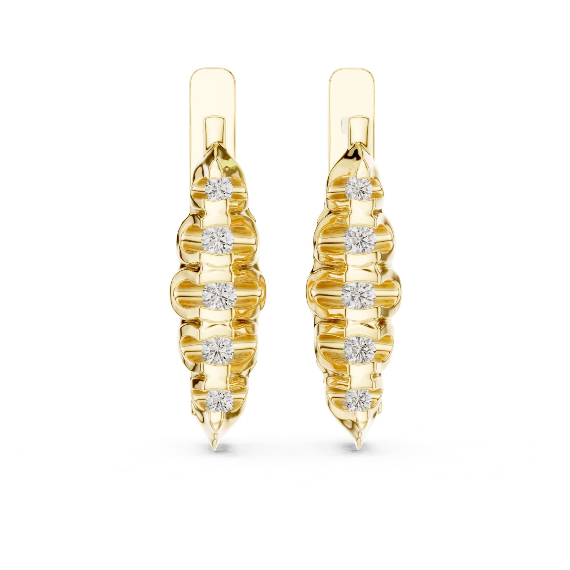 Fluted Vertical Multi-Stone Diamond Earrings - Yellow alternate angle