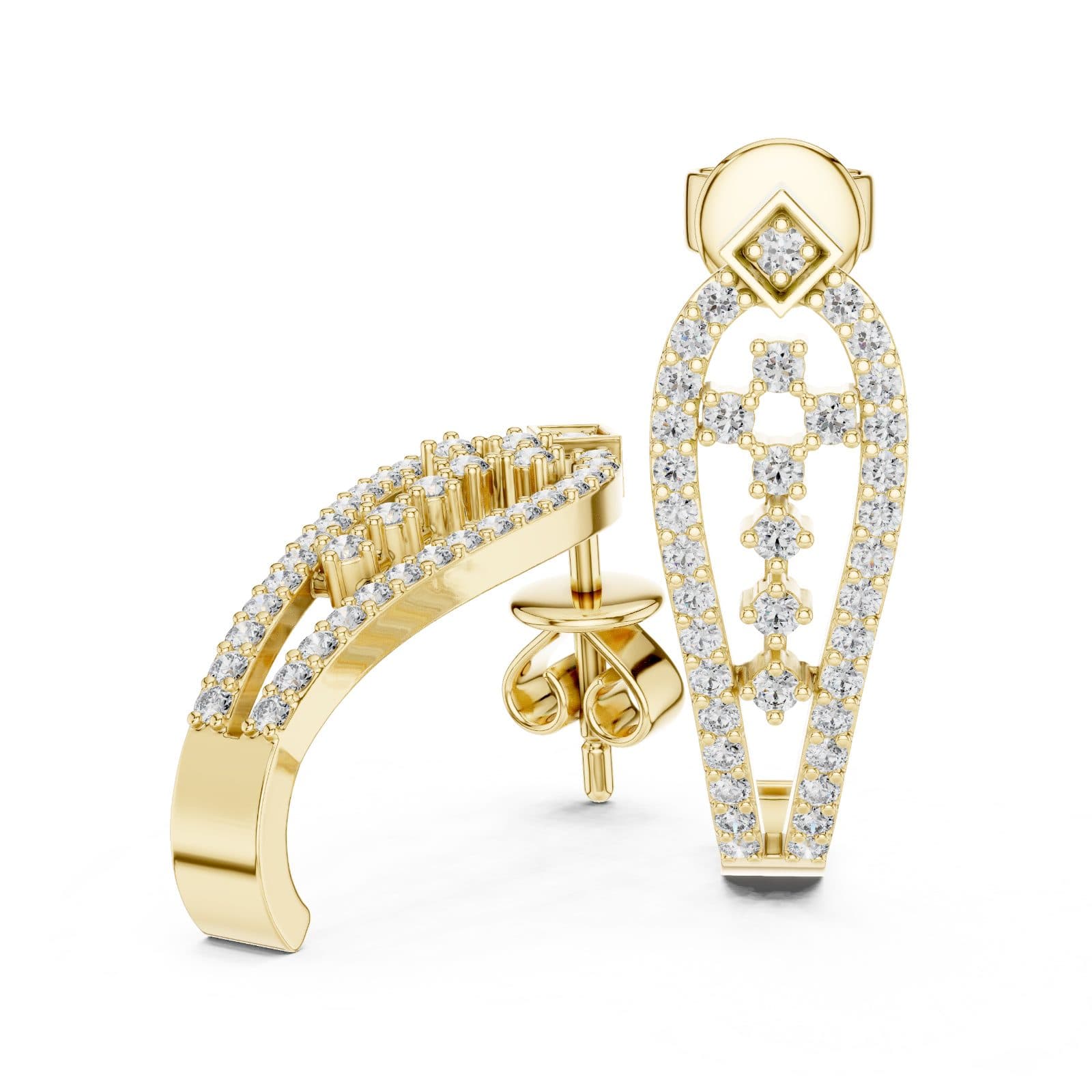 Majestic Mosaic Diamond Statement Earrings - Yellow