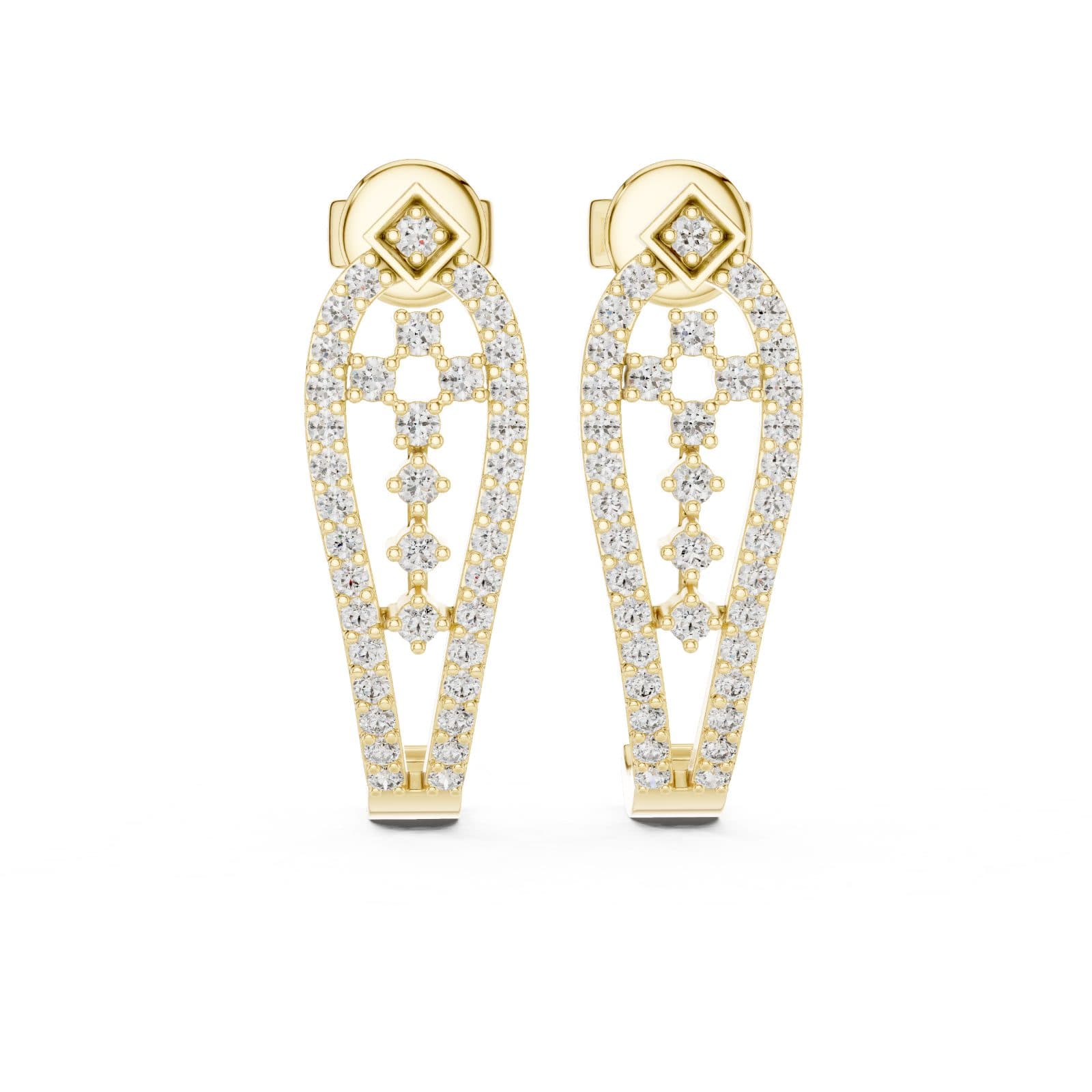 Majestic Mosaic Diamond Statement Earrings - Yellow alternate angle