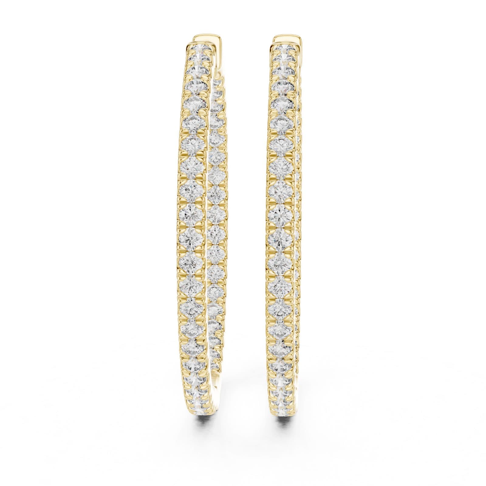 Slim Inside-Out Pavé Diamond Hoop Earrings - Yellow