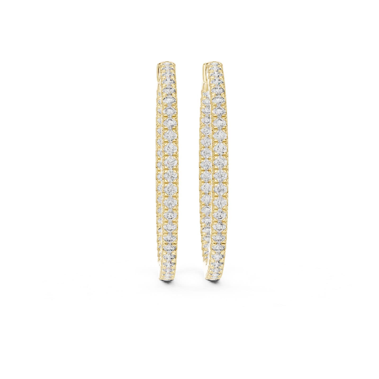 Slim Inside-Out Pavé Diamond Hoop Earrings - Yellow alternate angle
