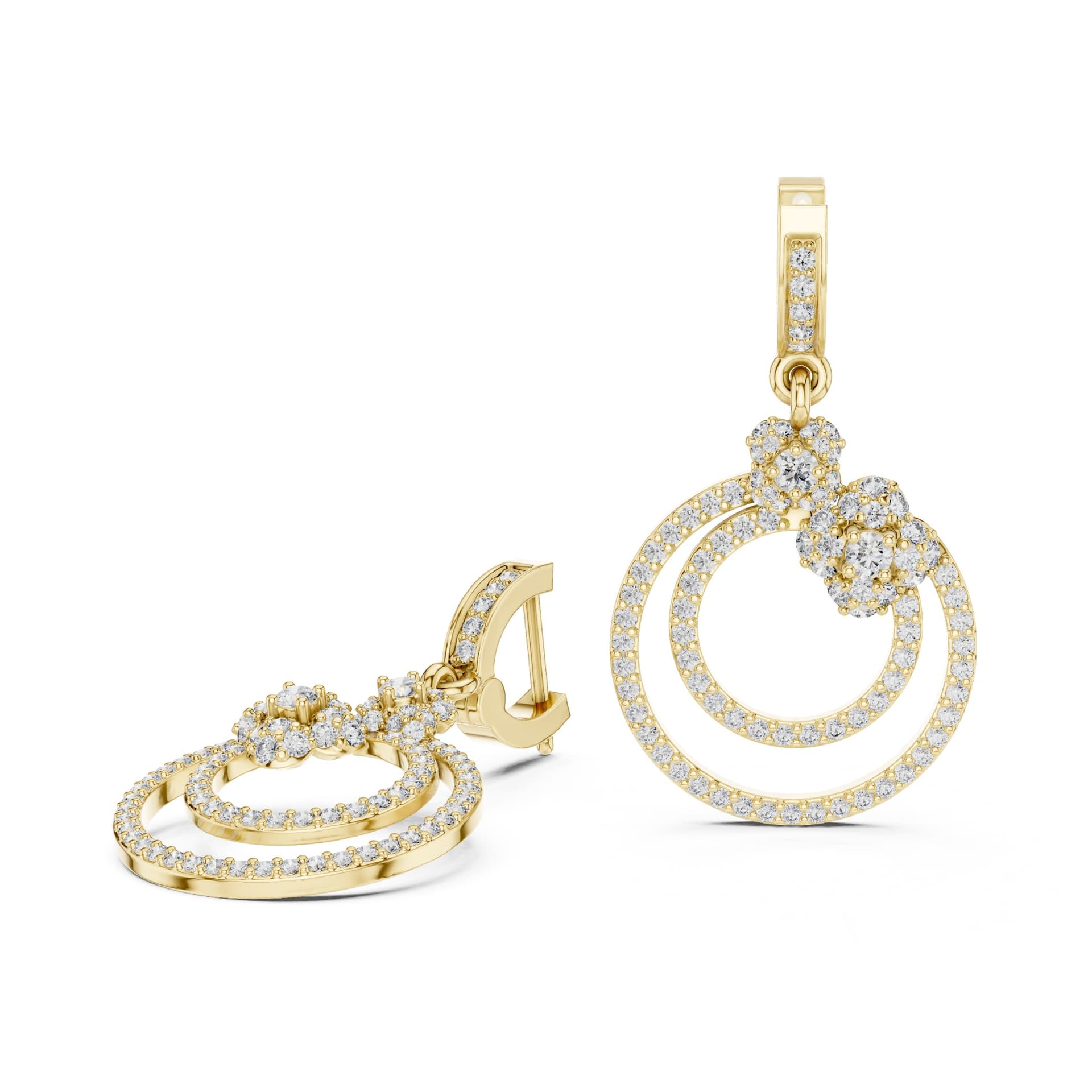 The Classic Luminary Eternity Circle Flower Drop Earrings - Yellow