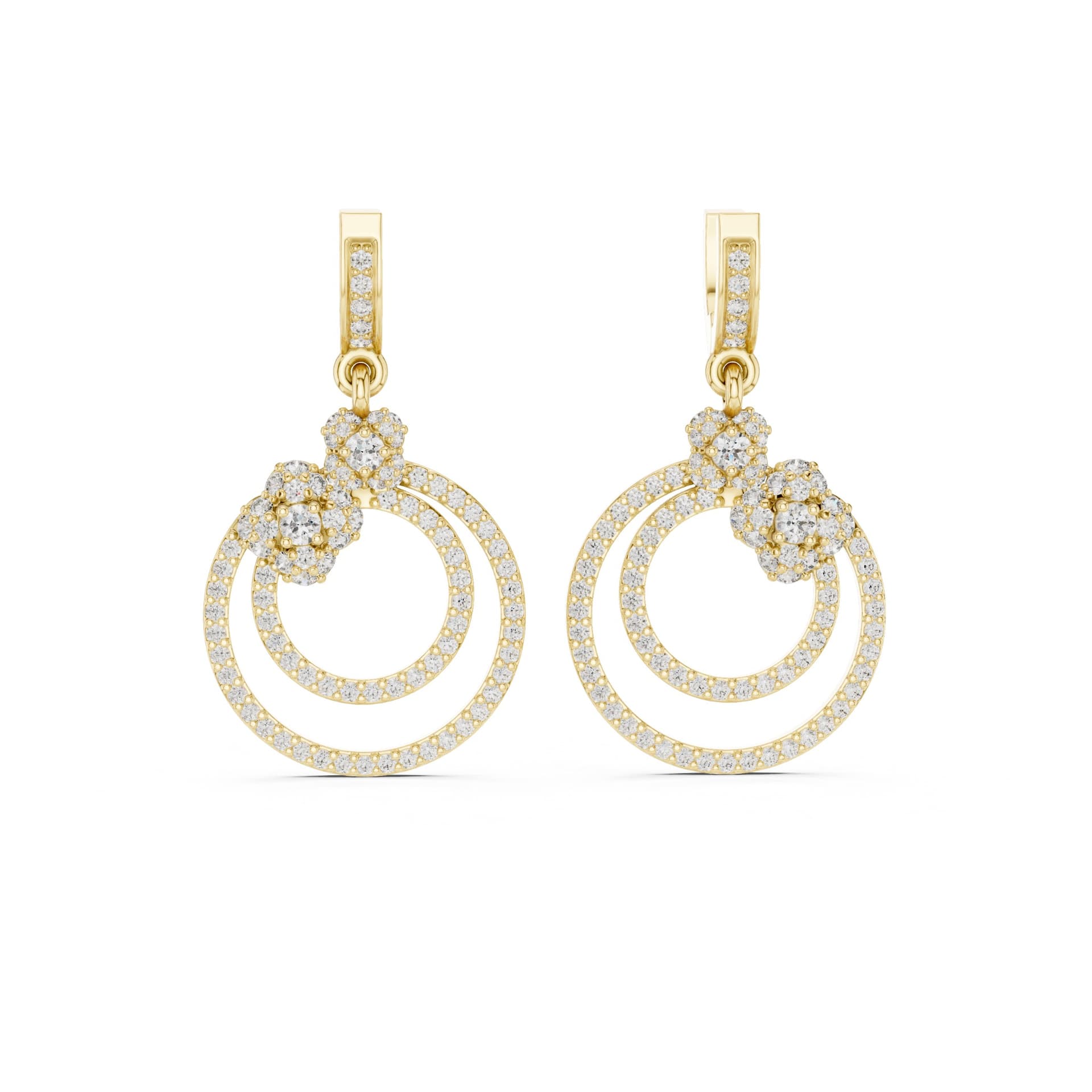 The Classic Luminary Eternity Circle Flower Drop Earrings - Yellow alternate angle
