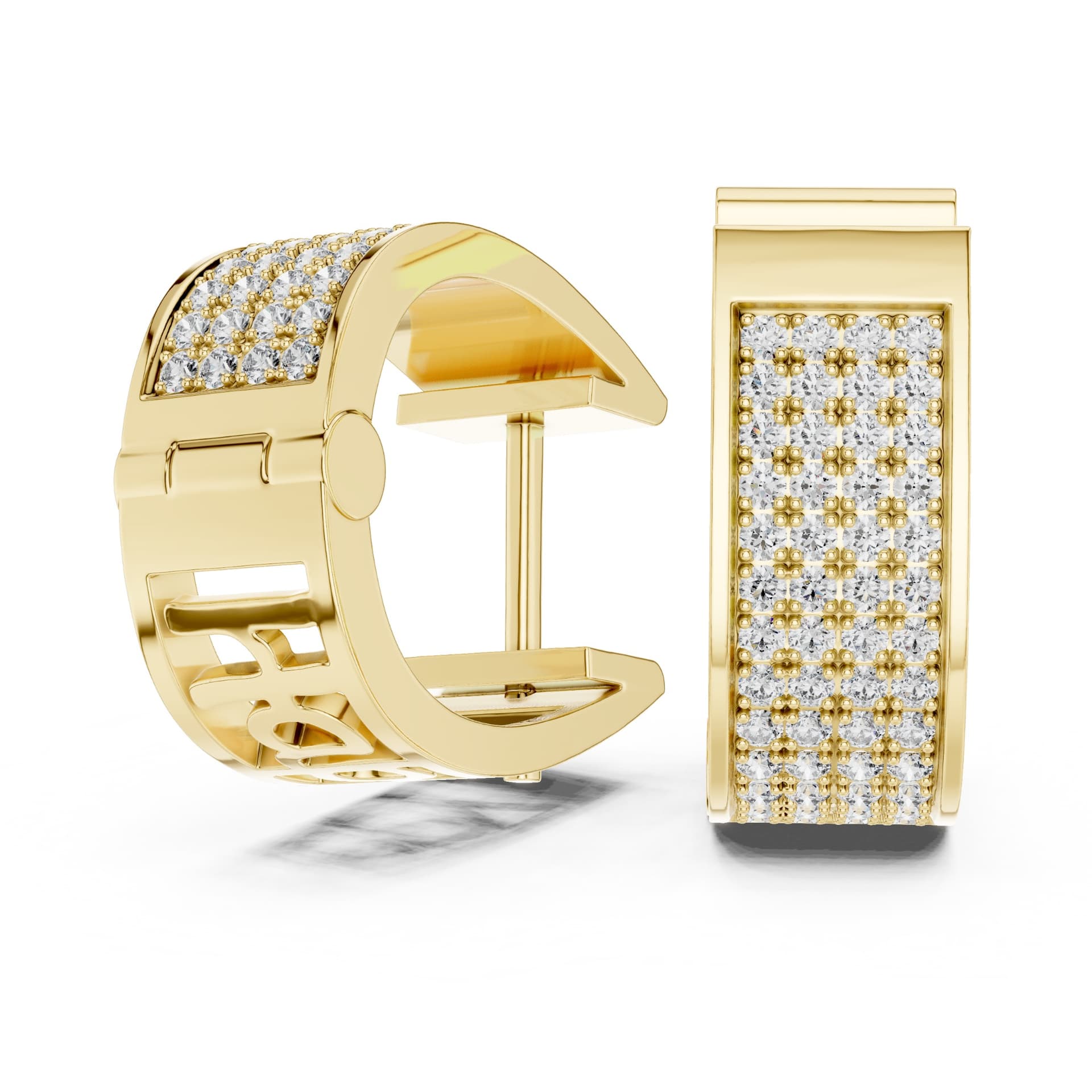 The Classic Luminary Wide Pavé Diamond Huggies - Yellow